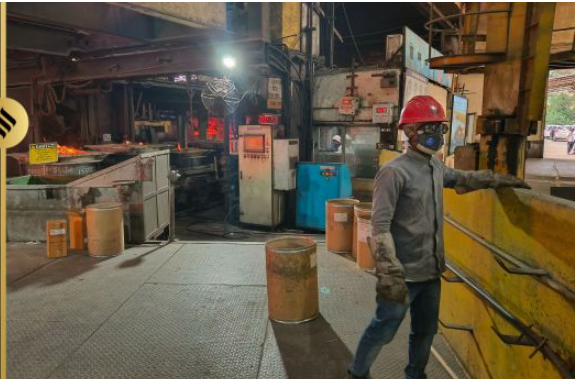 Sparks and red-hot wheel inside Bengaluru rail factory